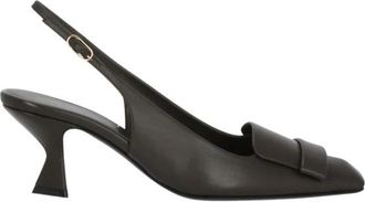 Sergio Rossi Slingback Pumps met Gespdetail - Dames - Pumps - Bruin - 36 EU - Leer - Schoenen