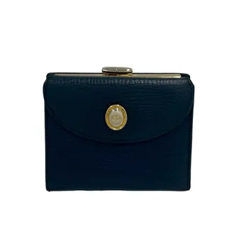 Dior Navy Leather Wallet (Bi-Fold) (Pre-Owned)