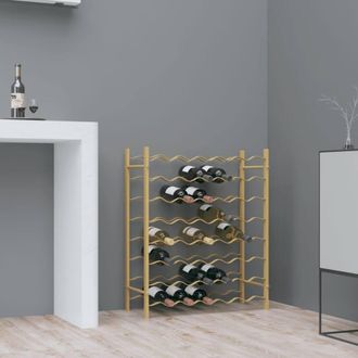 Berkfield Home Wine Rack for 48 Bottles Gold Metal