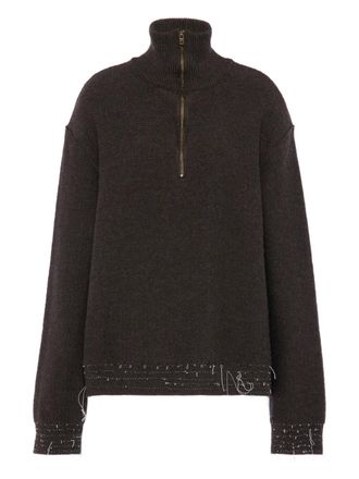 Maison Margiela quarter-zip sweater - women - Wool - S - Brown