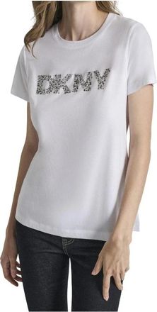 DKNY Satijnen T-Shirt - Dames - T-shirts - Wit - XS - Satijn - Tops