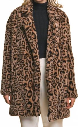 Love Tree Animal Print Faux Fur Jacket In Leopard