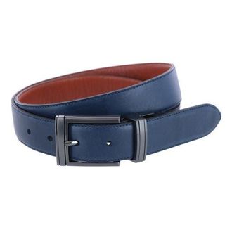 Trafalgar Store Maverick 32mm Reversible Leather Dress Belt in Navy To Tan at Nordstrom, Size 40