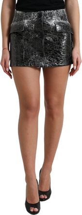 Dolce & Gabbana Black Cotton Blend High Waist Mini Womens Skirt