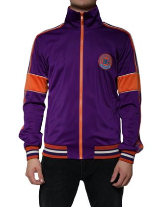 Dolce & Gabbana Mens Purple Polyester Full Zip Long Sleeve Sweater Clothing