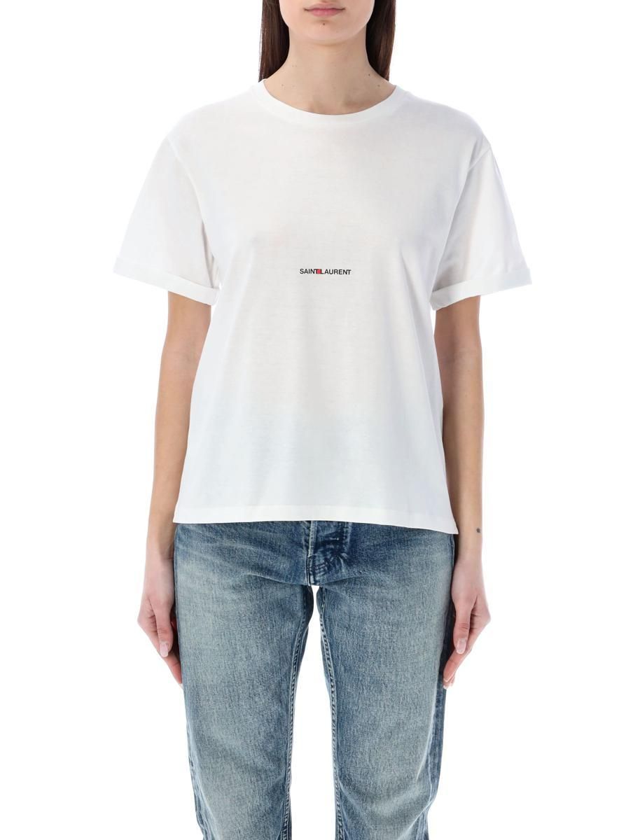 【関税・送料込】SAINT LAURENT ロゴラベル コットン Tシャツ Saint Laurent Topwear In Black | ModeSens