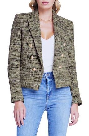 L'agence Brooke Double Breasted Crop Blazer in Olive Multi at Nordstrom Rack, Size 10