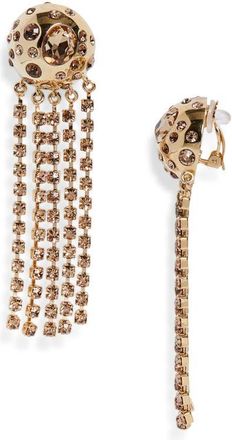Oscar De La Renta Crystal Fringe Chandelier Clip-On Earrings in Topaz at Nordstrom