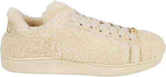 Valentino Garavani Low-top Sneakers met Shearling-effect - Dames - Sneakers - Beige - 38 1/2 EU - Wol - Schoenen