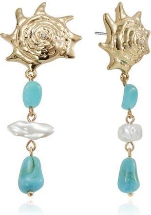 Ettika Coastal Stone & Faux Pearl Drop Earrings in Turquoise at Nordstrom Rack
