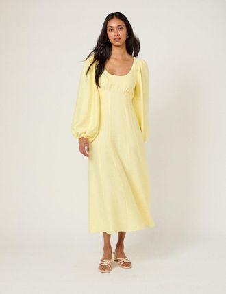 Nobody's Child Butter Yellow Bow Keyaa Midi Dress