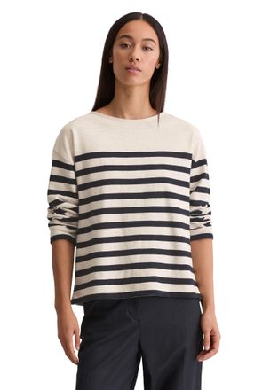 Marc O'Polo Longsleeve MARC OPOLO, Damen, Gr. L, dunkelblau, Jersey, Obermaterial: 100% Baumwolle, geringelt, relaxed fit, Rundhals, Shirts Longsleeve, relaxed fi