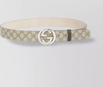 Gucci adjustable monogram canvas belt with leather trim