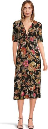 Johnny Was The Janie Favorite Twist Front Midi Swing Dress- L Womens Dress Lowri-blk : SM, Rayon/Spandex