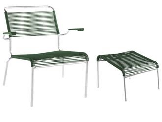 Schubiger M&ouml;bel Spaghetti-Lounger + Hocker S&auml;ntis mit Armlehnen