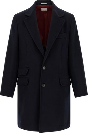 Brunello Cucinelli Blue Notched Lapel Coat