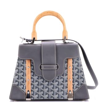 Goyard Saigon Top Handle Bag Coated Canvas with Leather PM