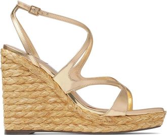 Jimmy Choo London 110mm Ayla Raffia Wedged Sandals