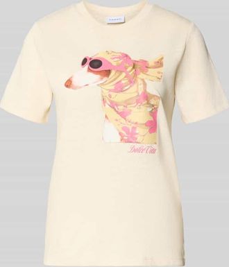 Comma T-Shirt mit Motiv-Print in Offwhite, Gr&ouml;&szlig;e 34