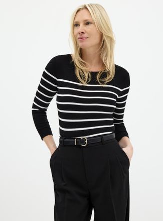 Kaffe Womens Ultra-fine striped knit boat-neck sweater