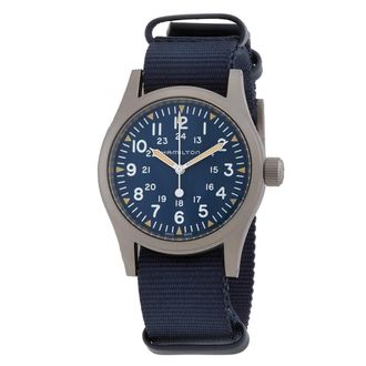 Hamilton Khaki Field Manual Wind Blue Dial Mens Watch H69439940