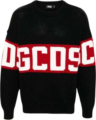 GCDS Gebreide Trui - Heren - Ronde hals truien - Zwart - XL - Truien & Vesten