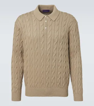 Ralph Lauren Purple Label Cable-knit cotton and silk polo sweater