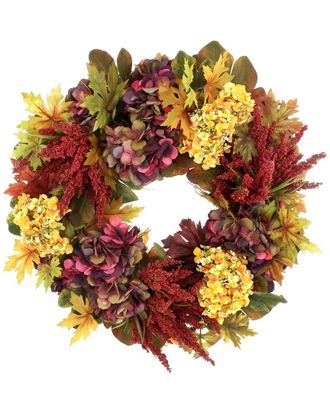 Creative Displays Inc. Handmade 27 Fall Wreath Arranged With Hydrangeas, Autumn Leaves & Pinecones