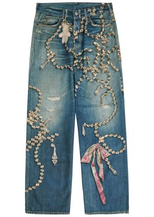 Acne Studios Printed Denim Jeans - Mid Blu - XL