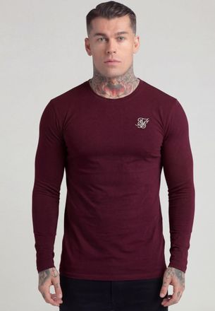Siksilk Mens Burgundy Essentials LS T-Shirt XXL