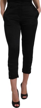 Ermanno Scervino Black High Waist Capri Cropped Womens Pants