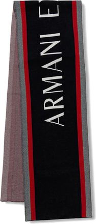 A|X Armani Exchange stripe-detail scarf - men - Cotton/Acrylic/Virgin Wool - One Size - Blue