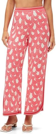Trina Turk Overhead Printed Ankle Length Pant in Coral Crush/whitewash at Nordstrom, Size 12