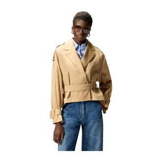 Pinko Pinko, Jassen, Dames, Beige, M, Katoen, Tanya Trenchcoat