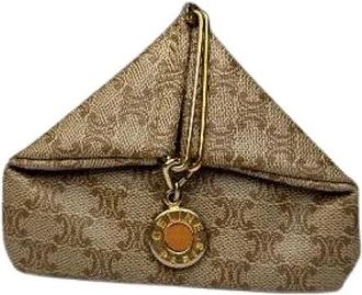 Celine Pre-owned Vintage Triumph Monogram Card Holder - Dames - Vintage Accessoires - Beige - ONE Size - Leer - Vintage