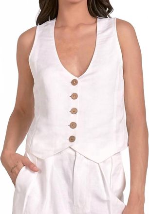 Elan Linen Vest In White