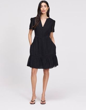 Finery Cotton Voile Short Dress in Black at Nordstrom, Size 10