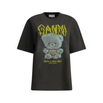 Ganni Tops, Dames, Grijs, M, Katoen, Forest Teddy T-shirt