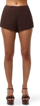 Naked Wardrobe San Tropez High Waist Shorts in Dark Chocolate at Nordstrom, Size X-Large
