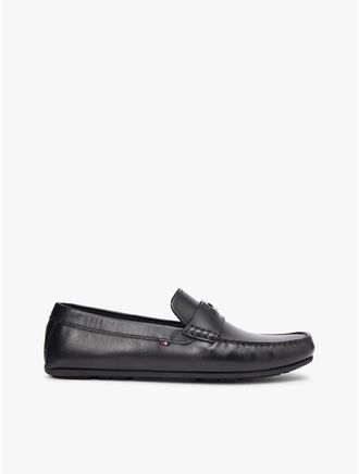 Tommy Hilfiger Mens Leather Driving Loafer - Black - US 10 / EU 43