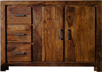 Massivmoebel24 Credenza In Legno Di Sheesham / Palissandro 118x45x85 Miele Laccato Metro Life 122