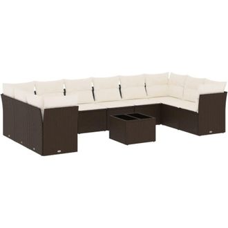 vidaXL Set De Sof&aacute;s De Jard&iacute;n 11 Pzas Cojines Rat&aacute;n Sint&eacute;tico Marr&oacute;n Vidaxl