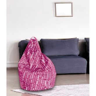 Talamo Italia Dmora Pouf Avec Lettrage Fantaisie, Couleur Fuchsia Et Blanc, Dimensions 80 X 120 X 80 Cm
