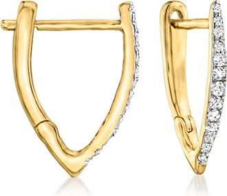 Ross-Simons Diamond Huggie Hoop Earrings in 18kt Gold Over Sterling