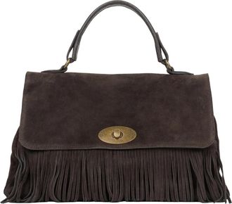 Estro & Luminara Schoudertas met Franjes - Dames - Handtassen - Bruin - ONE Size - Su&egrave;de - Tassen