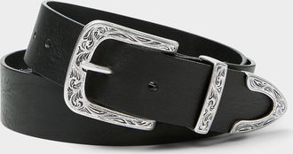 Le 31 Mens Western engraved-buckle belt