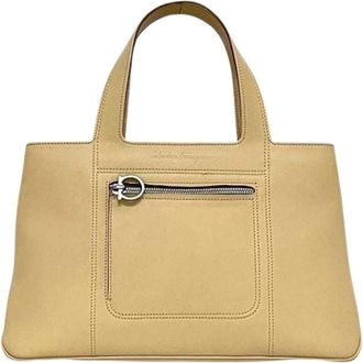 Ferragamo Pre-owned Handbag - Dames - Vintage Handtas - Beige - ONE Size - Leer - Vintage