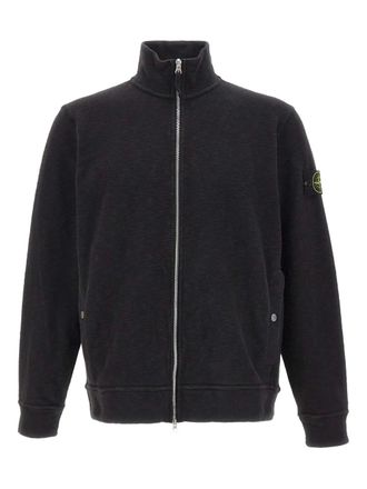 Stone Island Felpa con zip e logo - Nero