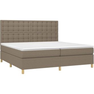 vidaXL Vidaxl - Cama Box Spring Colch&oacute;n Y Luces Led Tela Gris Taupe 200x200 Cm