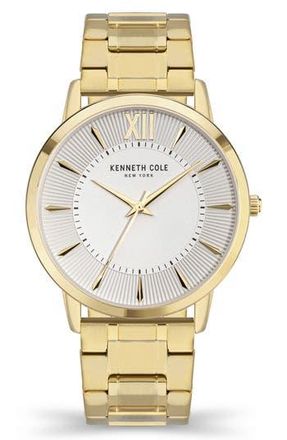 Kenneth Cole 3-Hand Bracelet Watch, 44mm in Gold at Nordstrom Rack